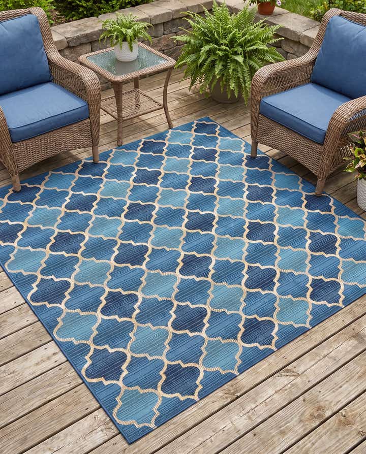 6' x 6' Easy-Clean Trellis Indoor / Outdoor Square Rug