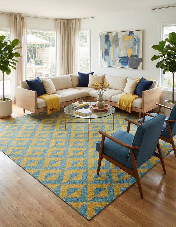 Detail image of 13' x 13'  Washable Jill Zarin Napa Indoor / Outdoor Square Rug