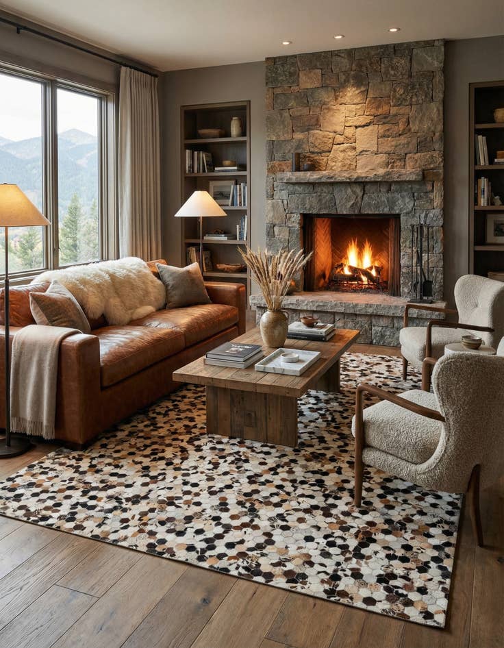 Detail image of 8' x 9' 11 Cowhide Stocks Rug