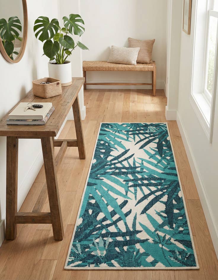Detail image of  2' x 5'  Washable Botanical Indoor / Outdoor Runner Rug