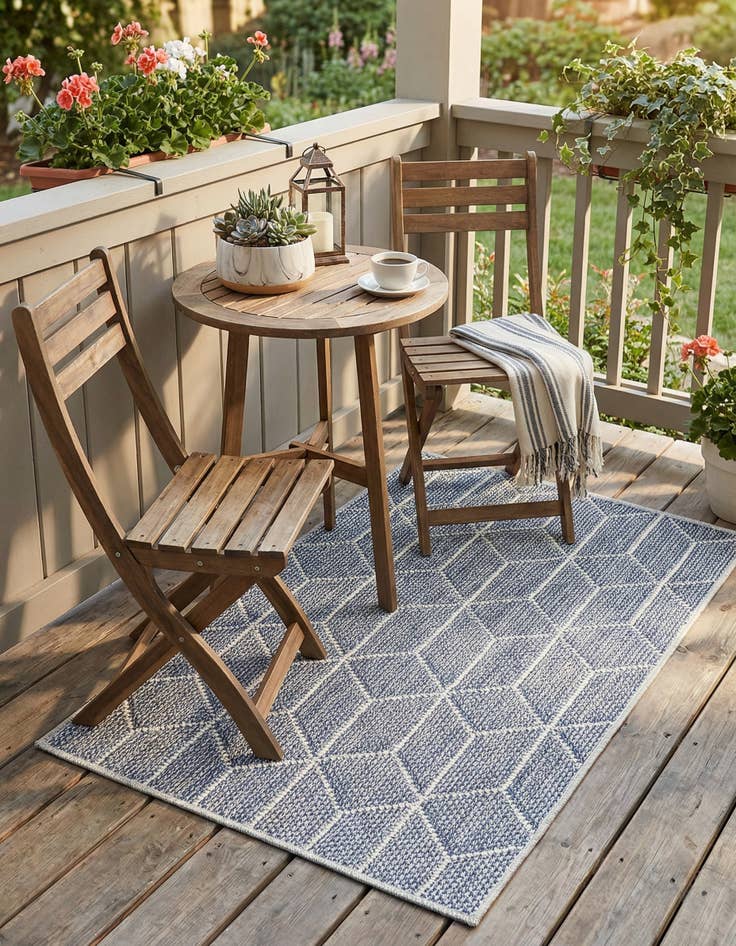 Detail image of 2' x 3' 1  Washable Trellis Indoor / Outdoor Rug