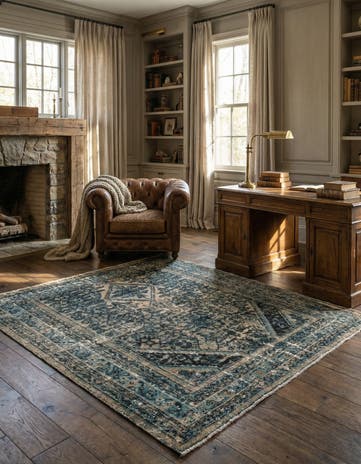 6' 10 x 6' 10 Hand Knotted Ultra Vintage Persian Wool Square Rug