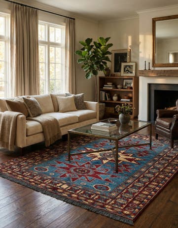 5' 3 x 6' 6 Hand Knotted Kazak Wool Rug