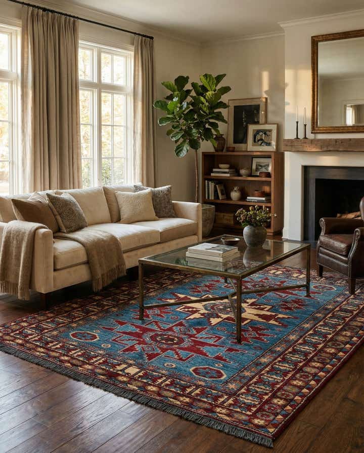 5' 3 x 6' 6 Hand Knotted Kazak Wool Rug