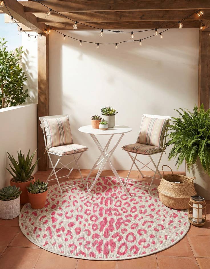 Detail image of 3' x 3'  Washable Safari Indoor / Outdoor Round Rug