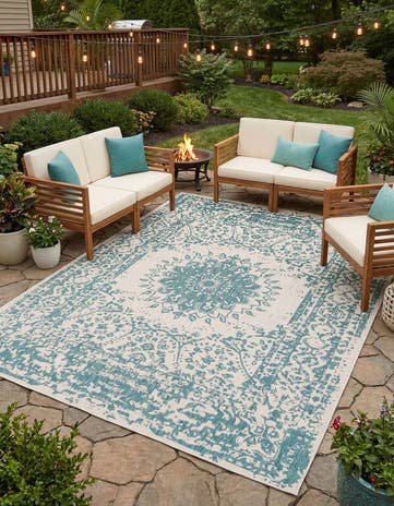 7' 10 x 10' Easy-Clean Traditional Indoor / Outdoor Rug