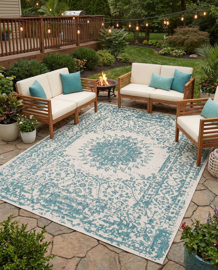Detail image of 7' 10 x 10' Easy-Clean Traditional Indoor / Outdoor Rug