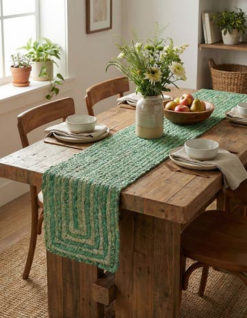 1' 2 x 4' 1 Handmade Braided Chindi Table Runner Rug
