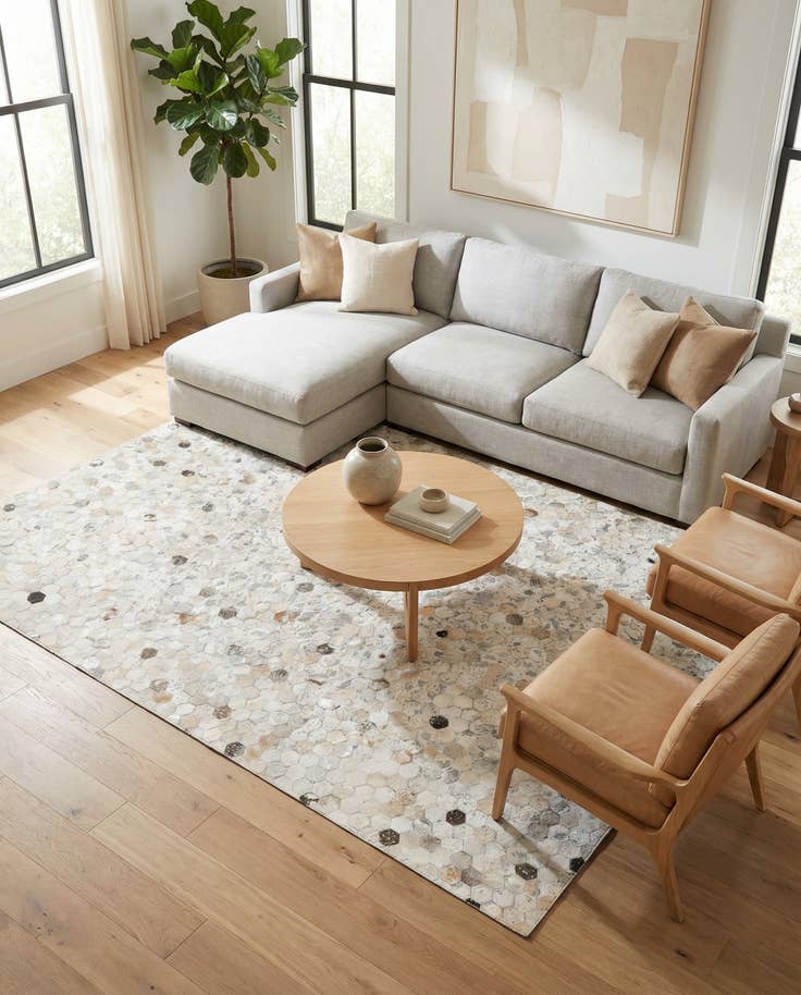 Detail image of 5' 1 x 8' Cowhide Stocks Rug