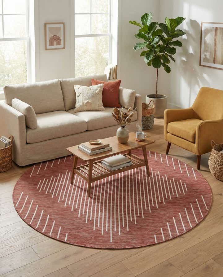 6' x 6' Easy-Clean Modern Indoor / Outdoor Round Rug