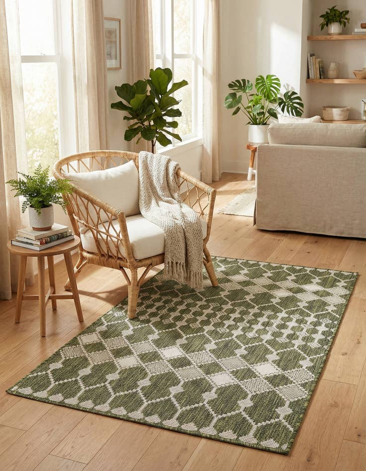 Detail image of  3' x 5' 3  Washable Lattice Indoor / Outdoor Rug