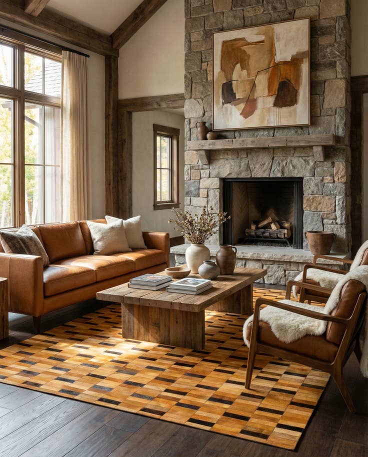 Detail image of 8' 1 x 9' 11 Cowhide - Patchwork Rug