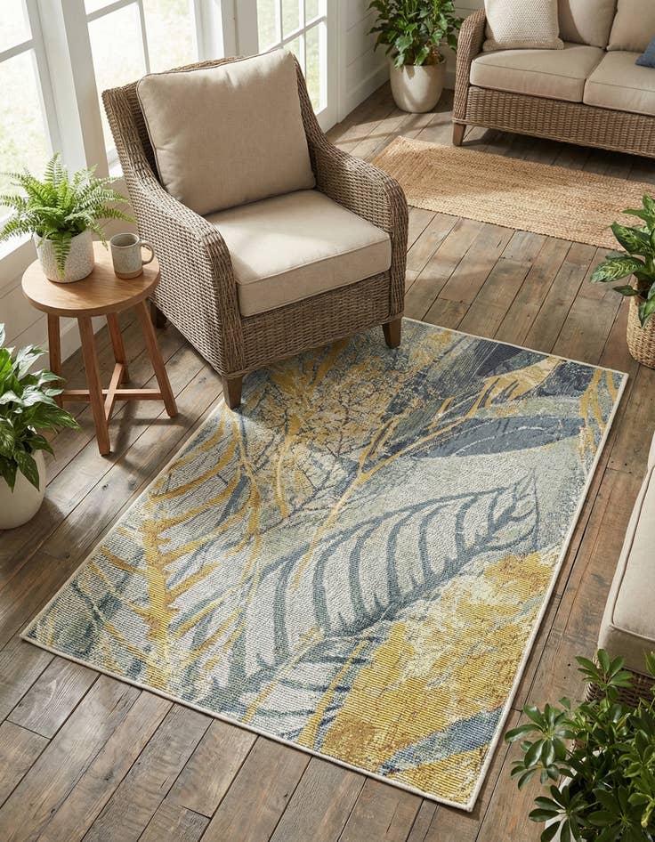 Detail image of 2' x 3'  Washable Botanical Indoor / Outdoor Rug