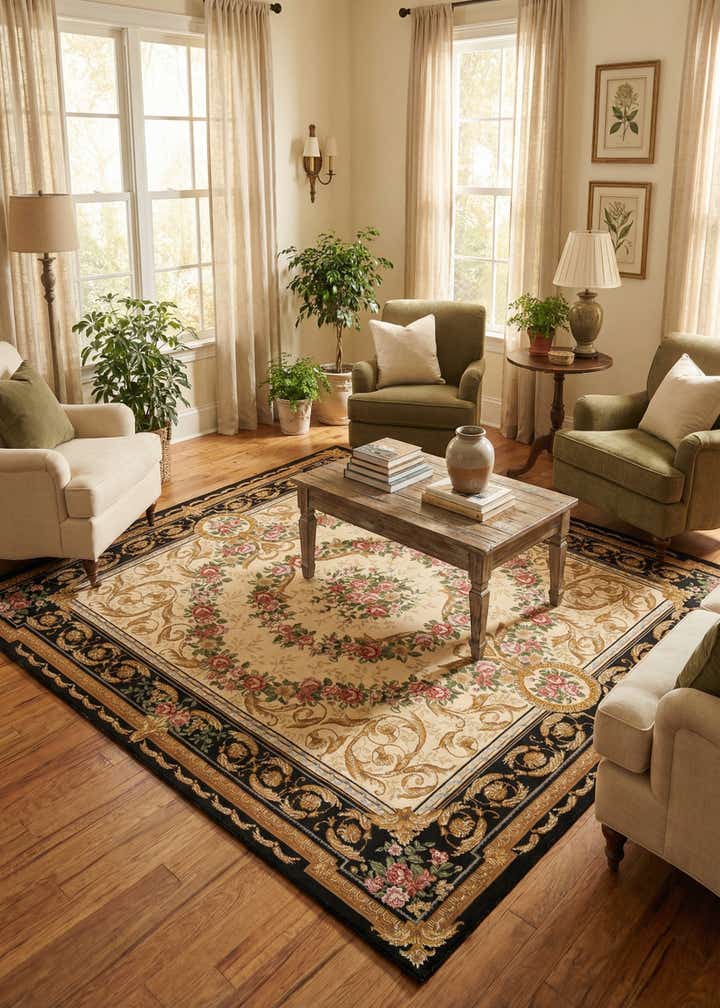 7' 10 x 7' 10 Easy-Clean Traditional Indoor / Outdoor Square Rug