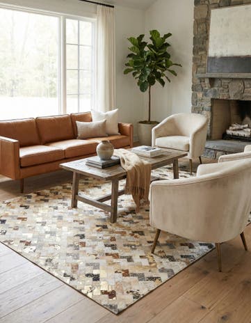 5' x 7' 10 Cowhide Leather Rug
