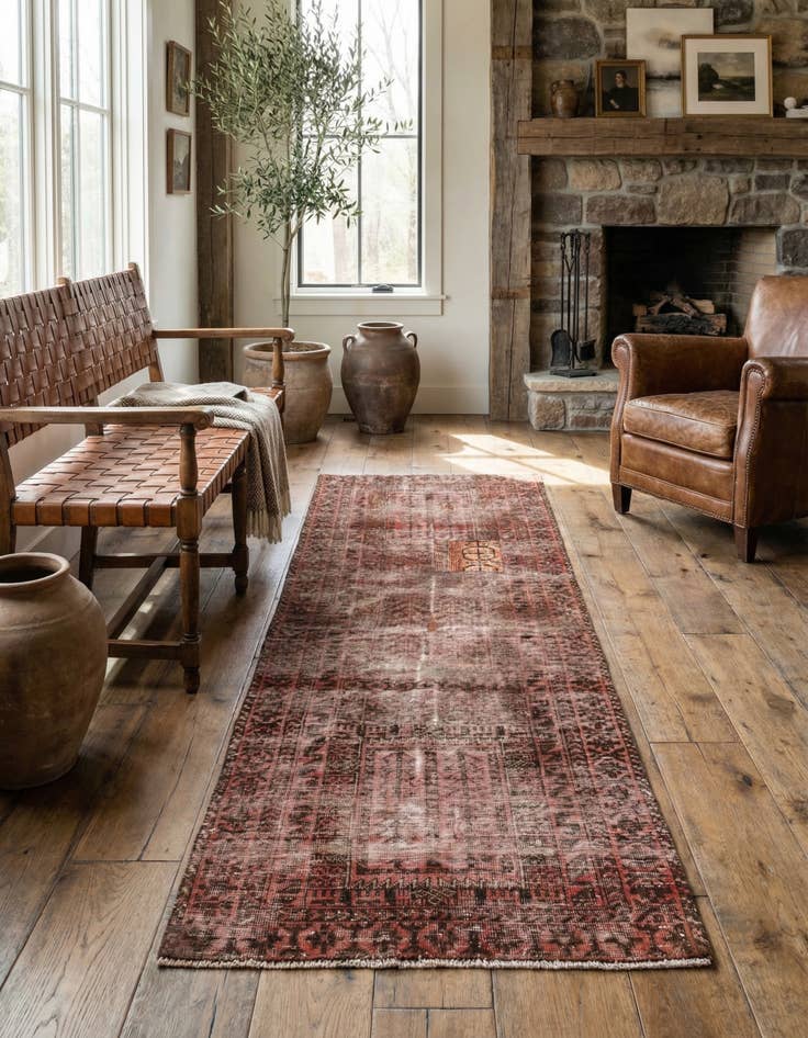 Detail image of 3' x 7' 7  Hand Knotted Ultra Vintage Persian Wool Runner Rug