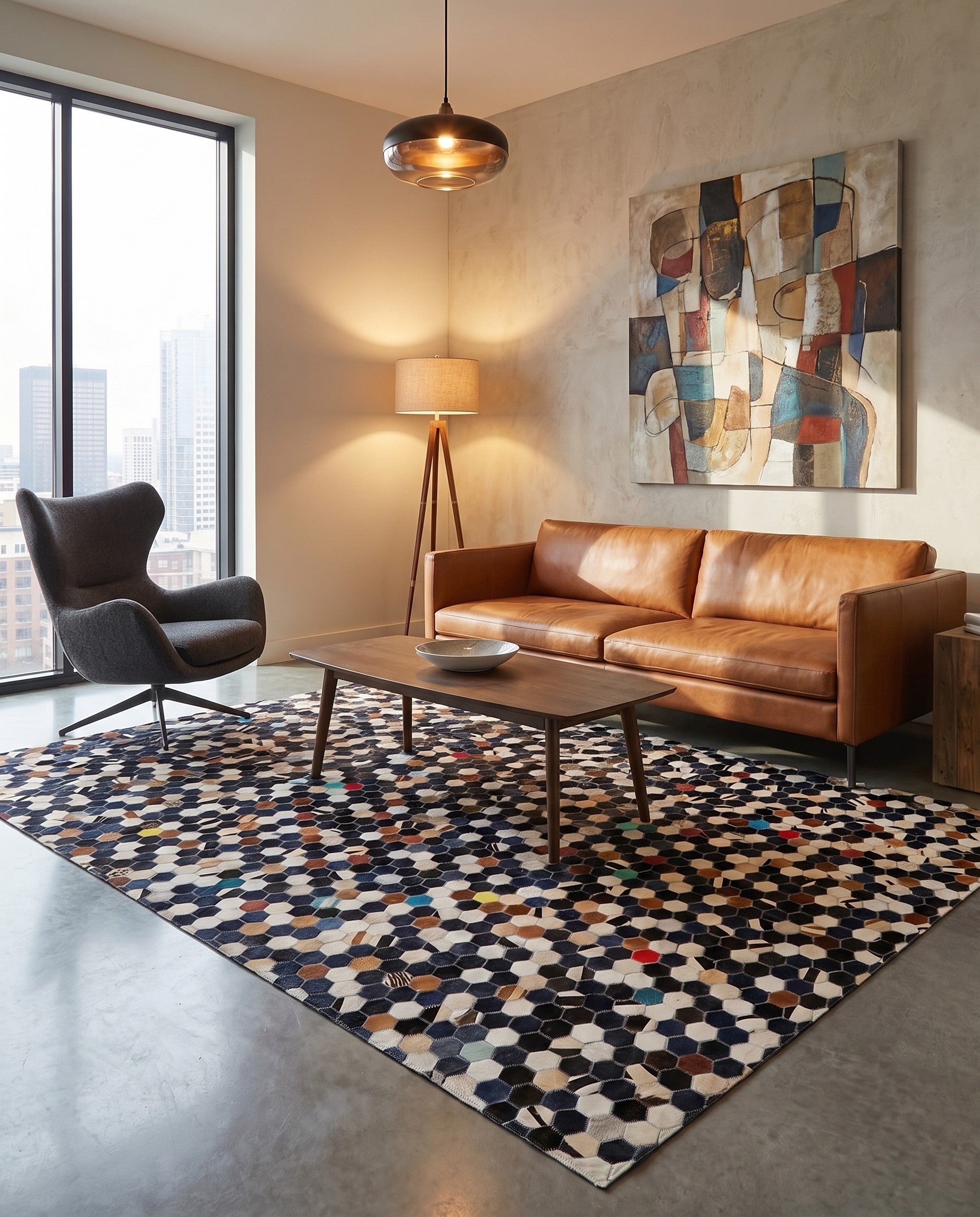 5' 1 x 8' Cowhide Stocks Rug