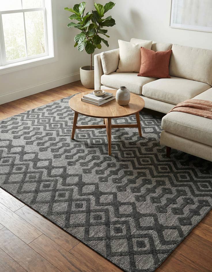 Detail image of 7' 10 x 7' 10  Washable Trellis Textured Indoor / Outdoor Square Rug
