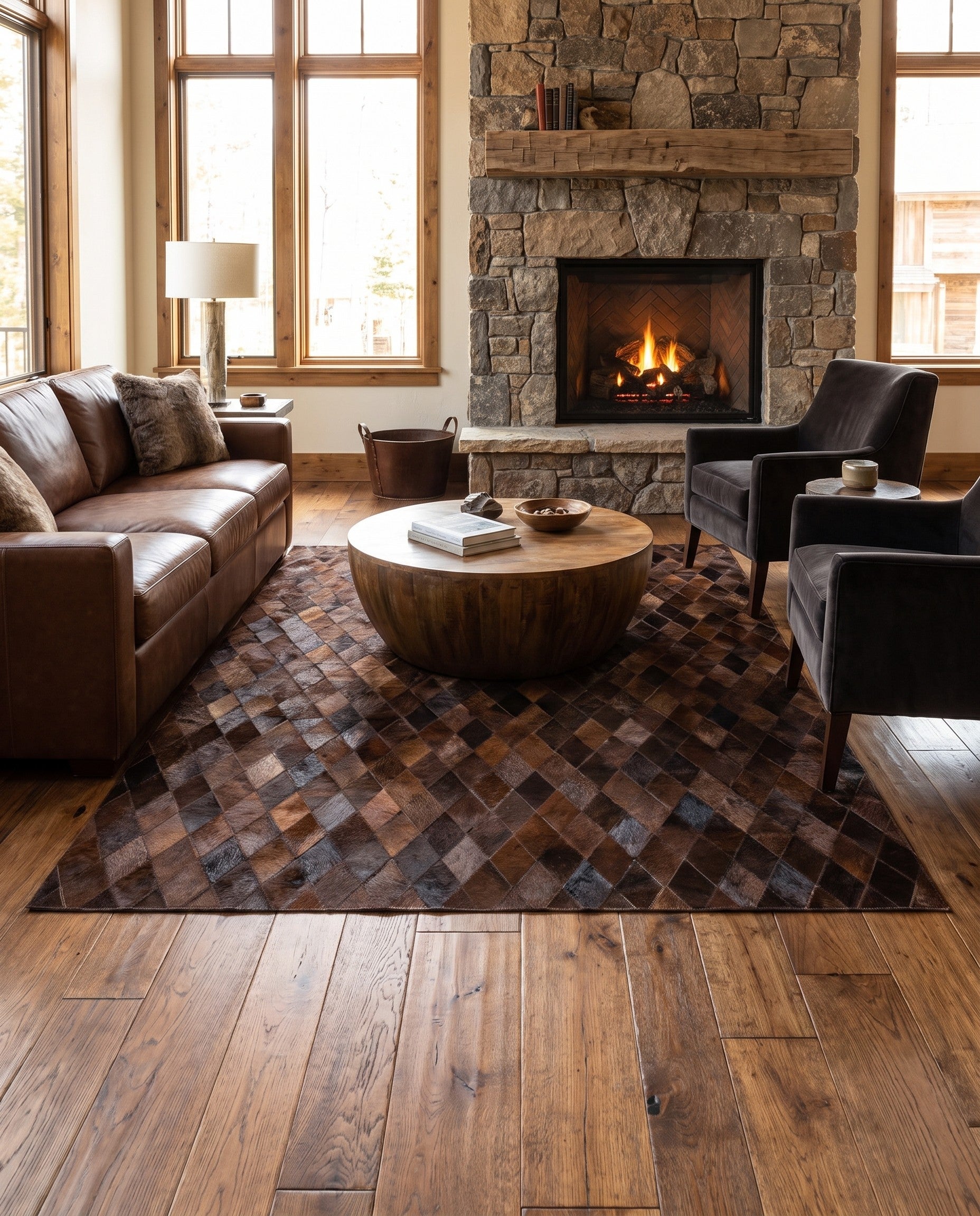 5' 7 x 7' 11 Cowhide Stocks Rug