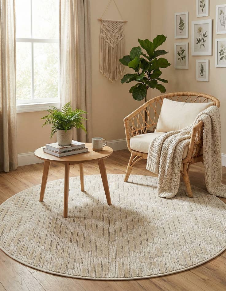 Detail image of 3' x 3'  Washable Sabrina Soto Indoor / Outdoor Round Rug