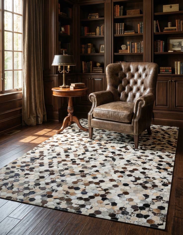 Detail image of  5' 1 x 8' 2 Cowhide Leather Rug