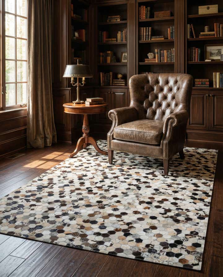 5' 1 x 8' 2 Cowhide Leather Rug