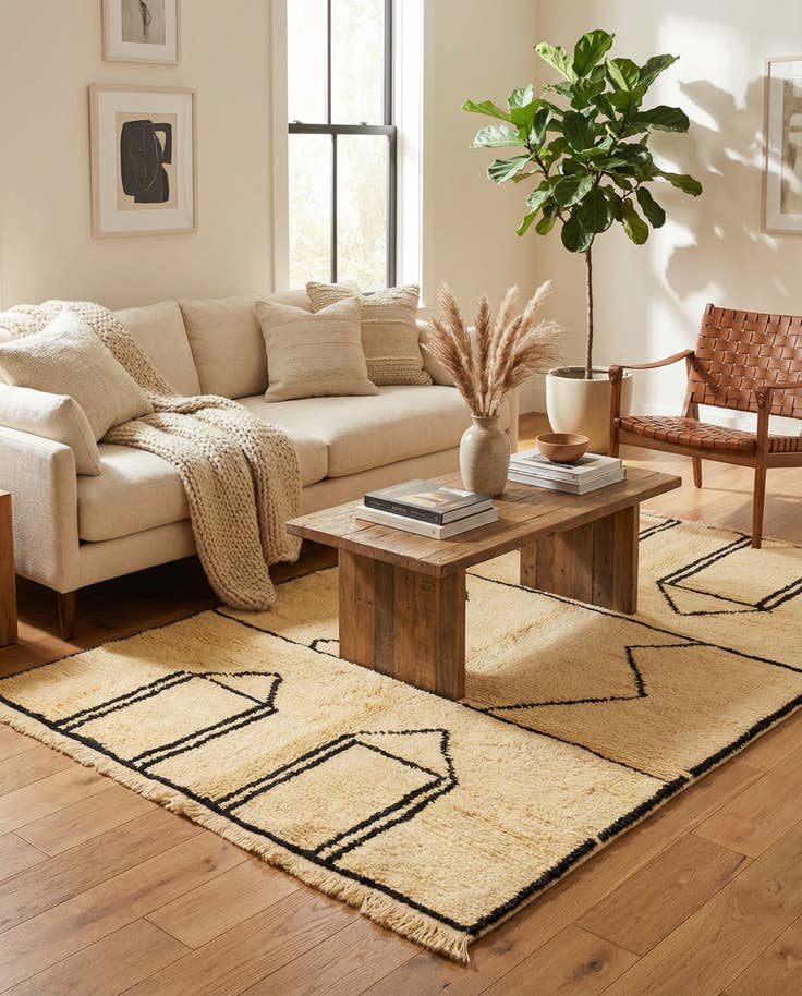 Detail image of 5' 6 x 7' 5 Hand Knotted Moroccan Wool Rug