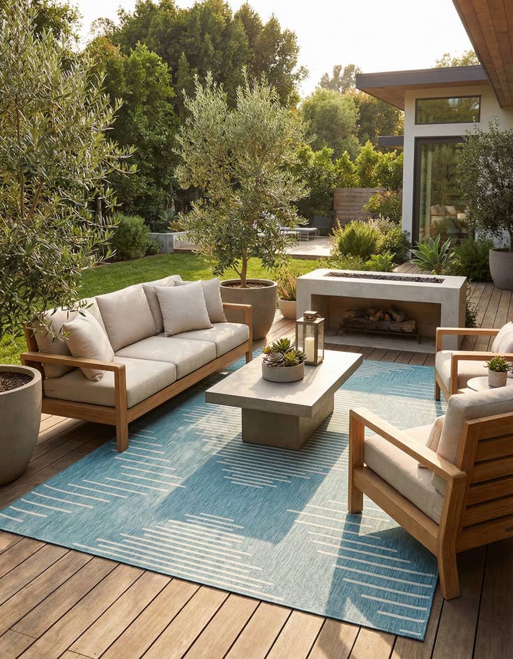 Detail image of 7' x 10' Easy-Clean Modern Indoor / Outdoor Rug