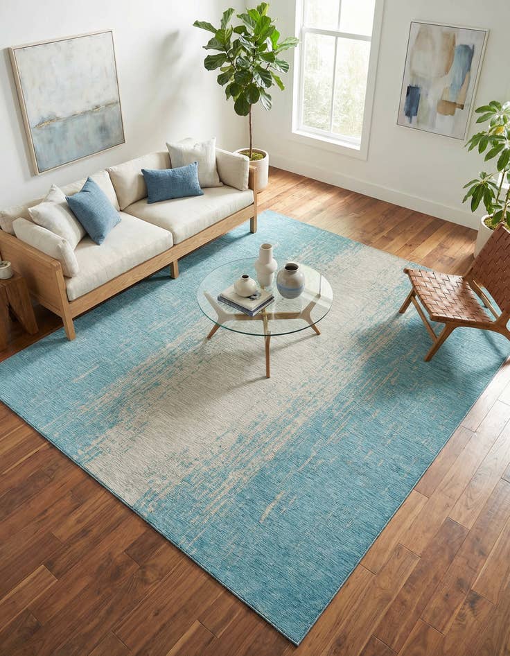 Detail image of 13' x 13'  Washable Modern Indoor / Outdoor Square Rug