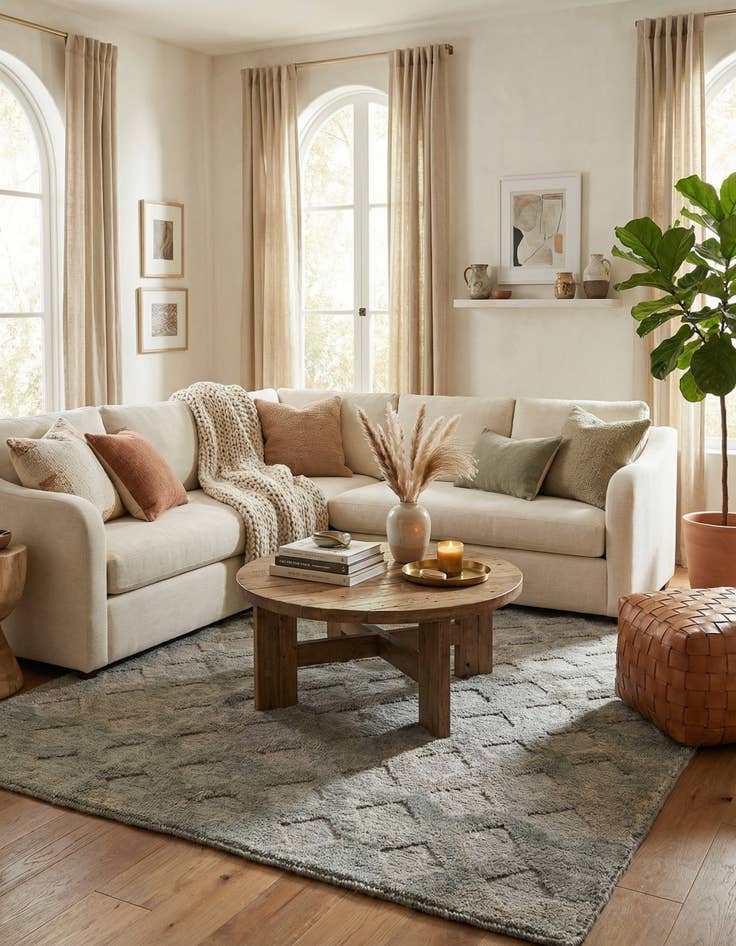 Detail image of 6' x 7' 9  Hand Knotted Moroccan Wool Rug