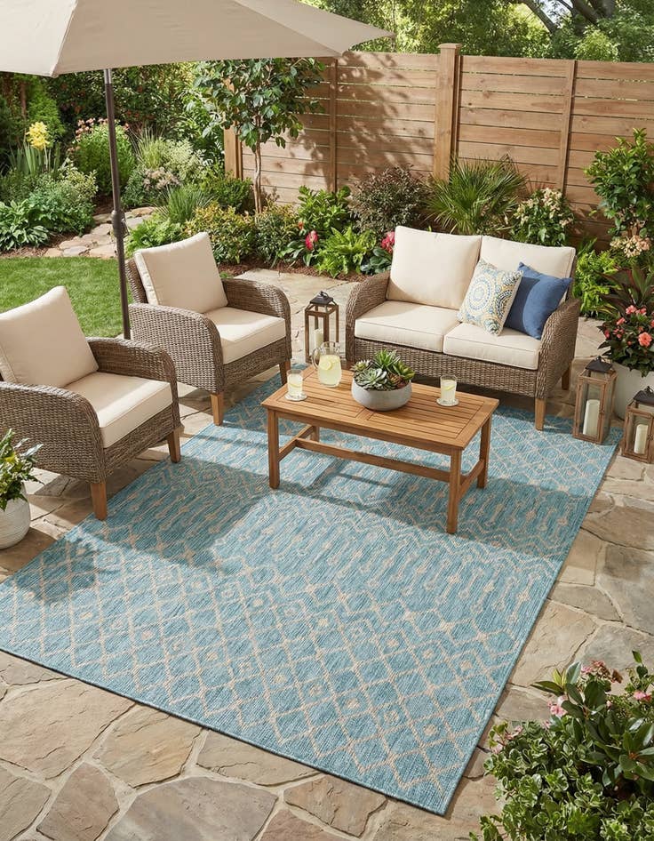 Detail image of 7' 10 x 11'  Washable Trellis Indoor / Outdoor Rug