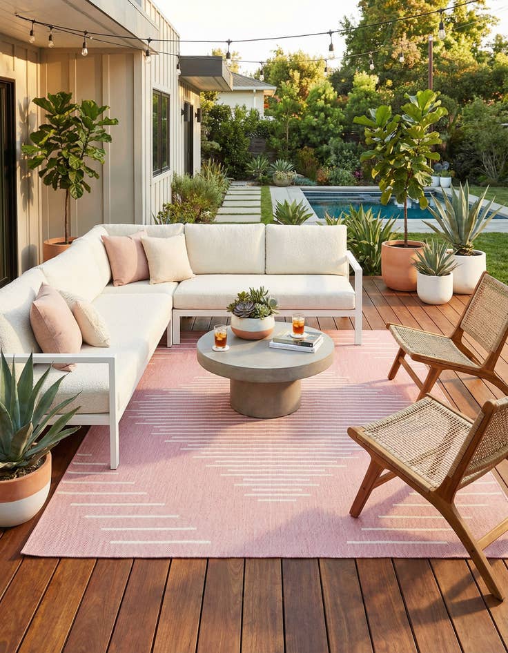 Detail image of 13' x 13'  Washable Modern Indoor / Outdoor Square Rug