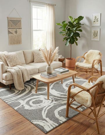 Gray Boho Square Rug