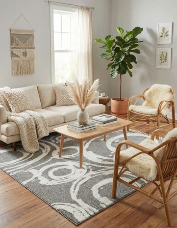 Gray Boho Square Rug