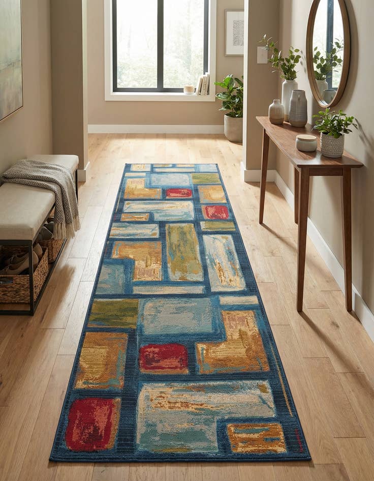 Detail image of 2' 7 x 10'  Washable Modern Indoor / Outdoor Runner Rug
