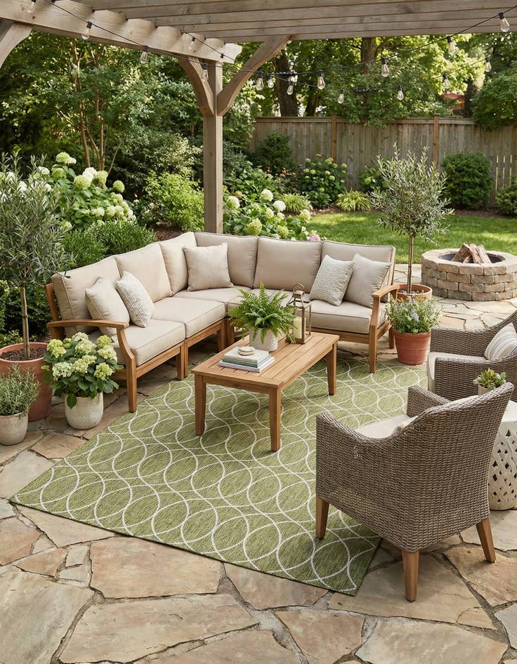 Detail image of  7' 10 x 11'  Washable Lattice Indoor / Outdoor Rug