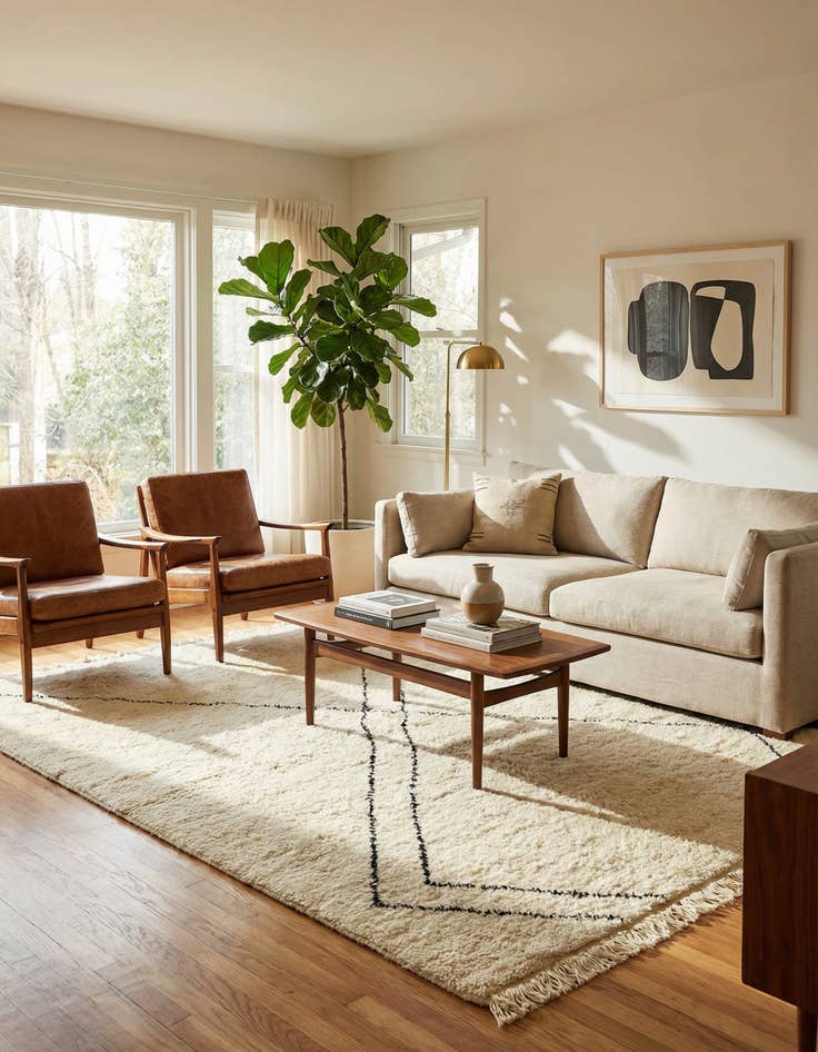 Detail image of 4' 10 x 8'  Hand Knotted Moroccan Wool Rug