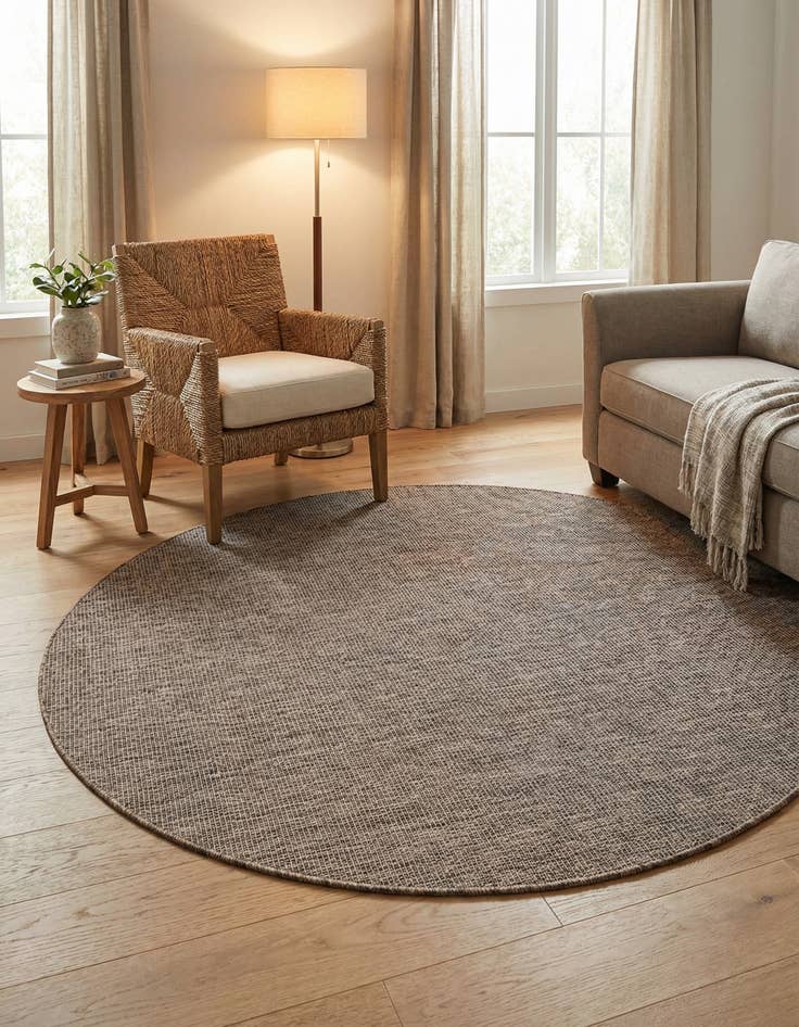 Detail image of 6' 1 x 6' 1  Washable Solid Indoor / Outdoor Round Rug
