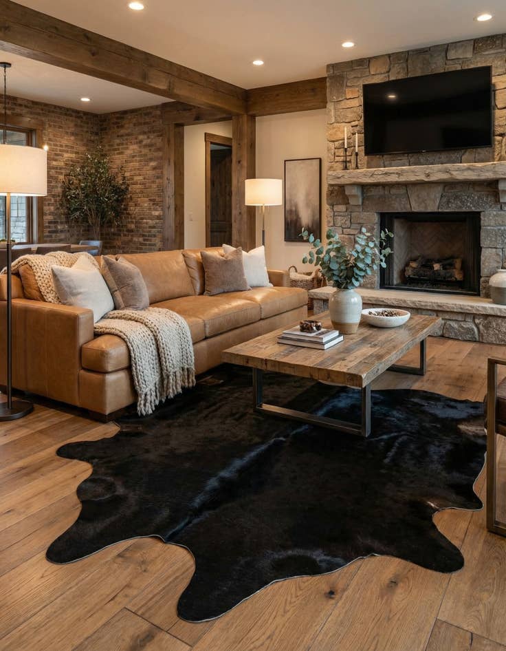 Detail image of 6' 5 x 7' 4 Cowhide Leather Rug