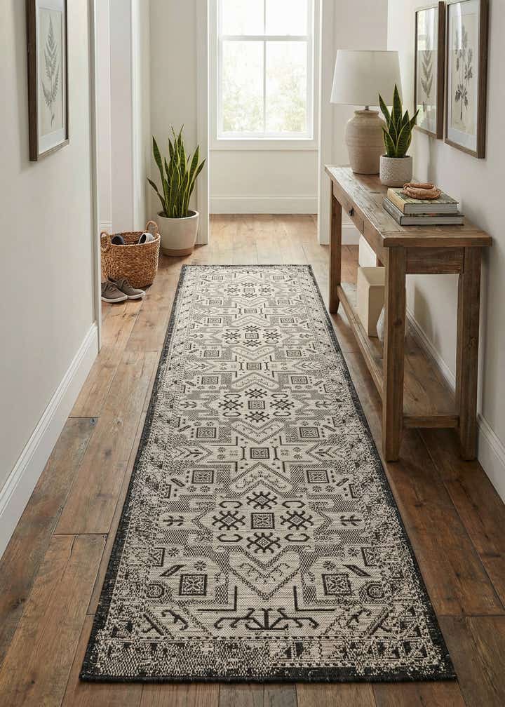 2' 7 x 10' Easy-Clean Aztec Indoor / Outdoor Runner Rug