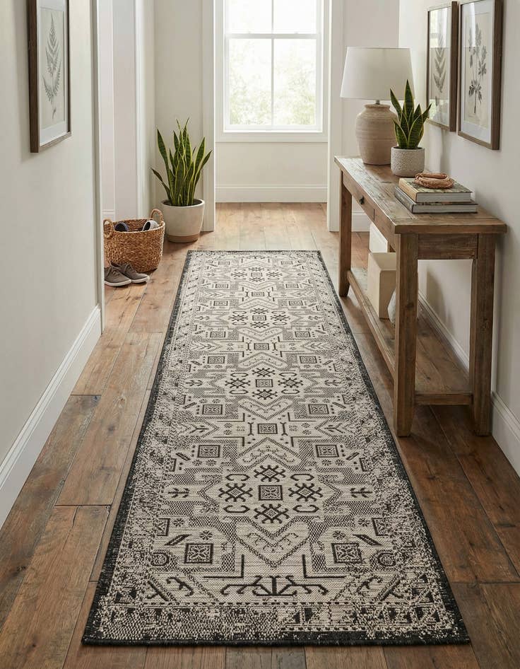 Detail image of 2' 7 x 10'  Washable Aztec Indoor / Outdoor Runner Rug