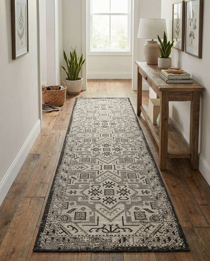 2' 7 x 10' Easy-Clean Aztec Indoor / Outdoor Runner Rug