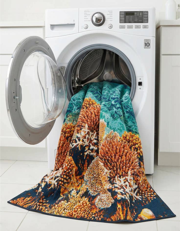 Detail image of  7' 10 x 10'  Washable Coastal Indoor / Outdoor Rug