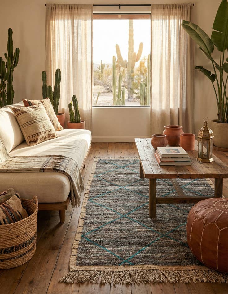 Detail image of 5' 3 x 8' 6  Hand Knotted Moroccan Wool Rug