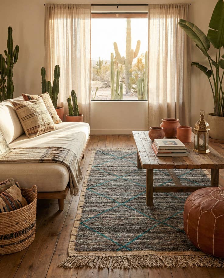 Detail image of 5' 3 x 8' 6 Hand Knotted Moroccan Wool Rug