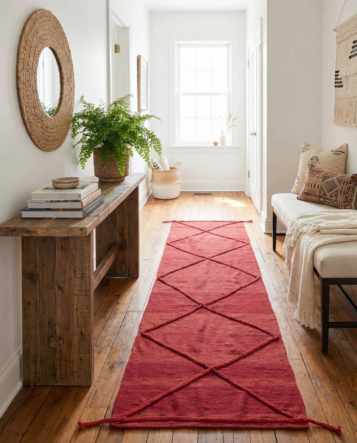 Detail image of 2' 8 x 9' 9 Hand Knotted Moroccan Wool Runner Rug
