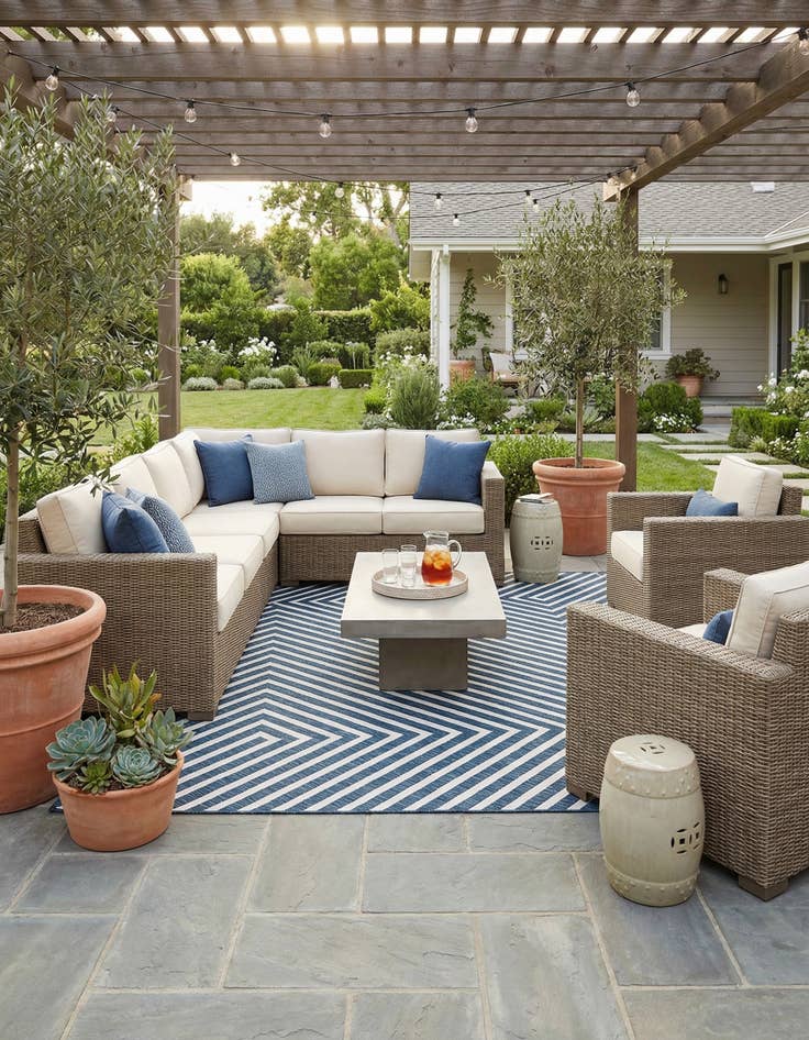 Detail image of 10' x 10'  Washable Modern Indoor / Outdoor Square Rug