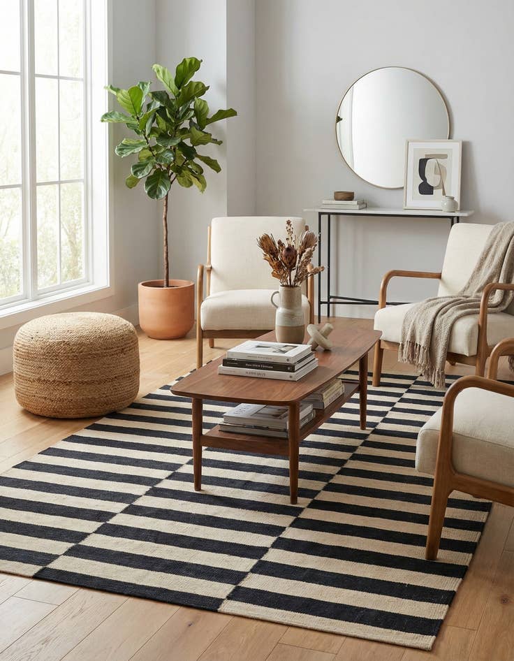 Detail image of 4' 3 x 5' 10  Hand Woven Kilim Modern Wool Rug