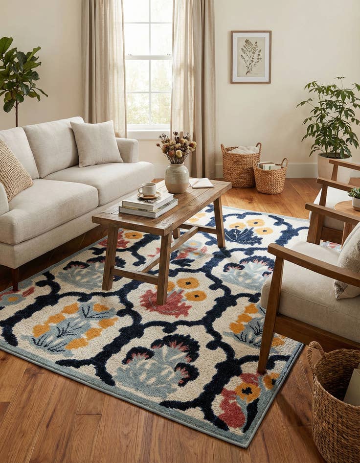 Detail image of 5' 3 x 8'  Washable Belize Indoor / Outdoor Rug