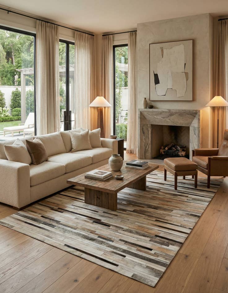 Detail image of 5' 1 x 7' 11 Cowhide Stocks Rug